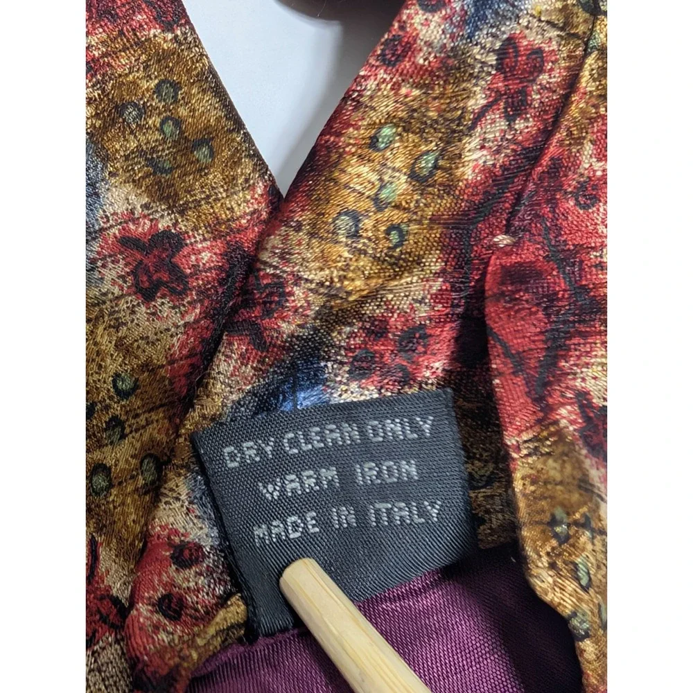 Ermenegildo Zegna 100% Silk Necktie Multicolor Geometric All Over Italy 57